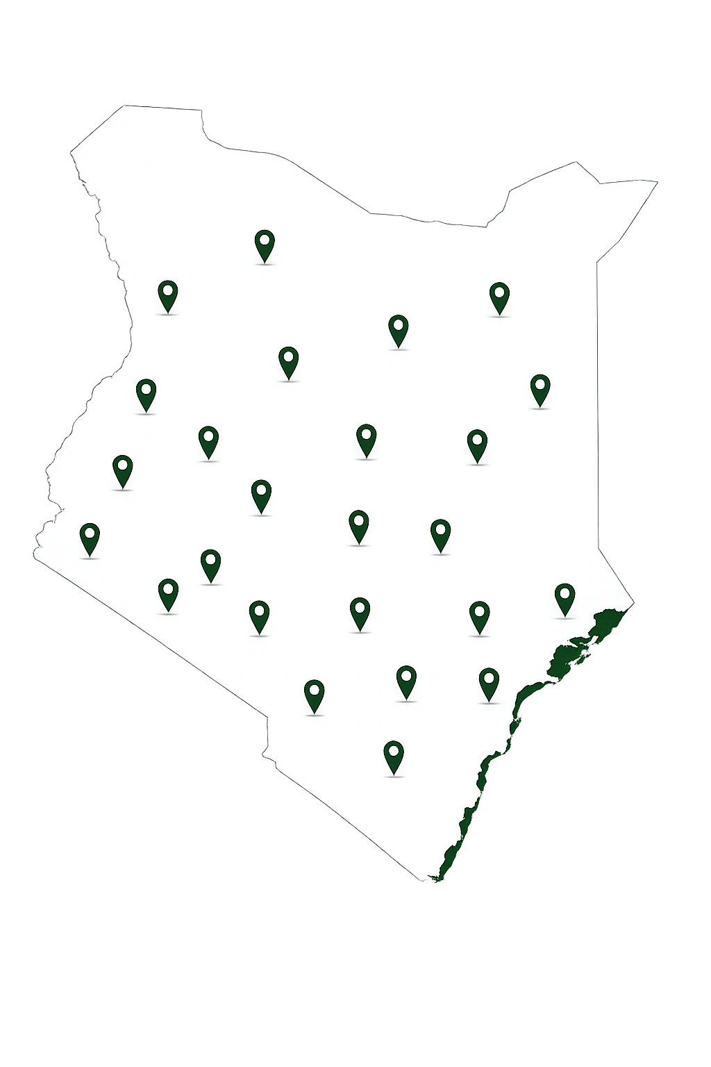 Map of Kenya showing movement representation across the counties